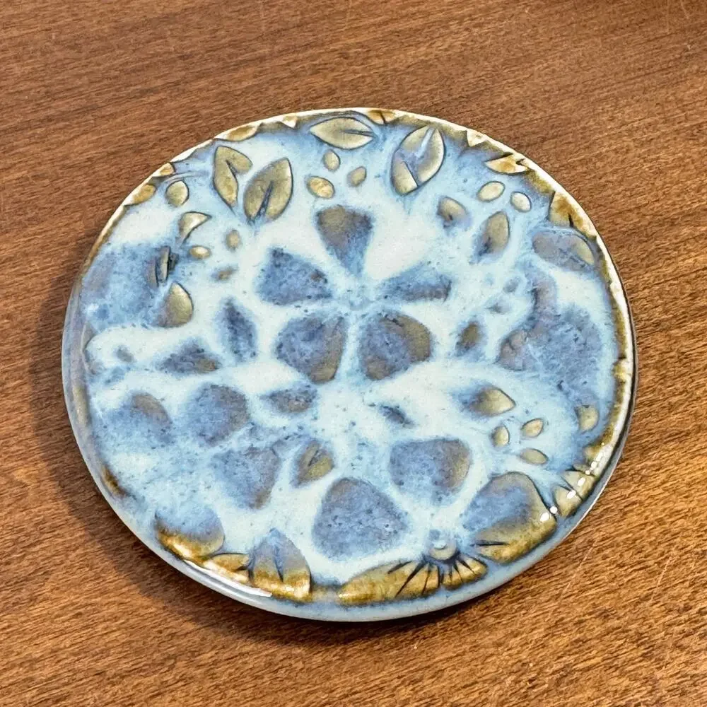 Studio Art Pottery Small Plate Butter Pat Spoon Teabag Rest 3